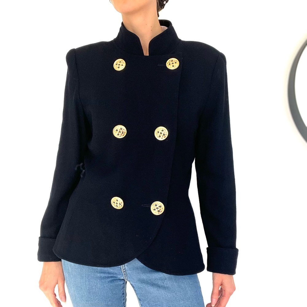 Albert Nipon Navy Blue Riding Blazer Jacket - image 1